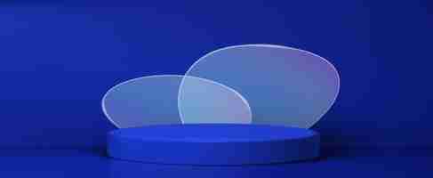 Бесплатное векторное изображение Круглый подиум с стеклянным декором морфизма на синем