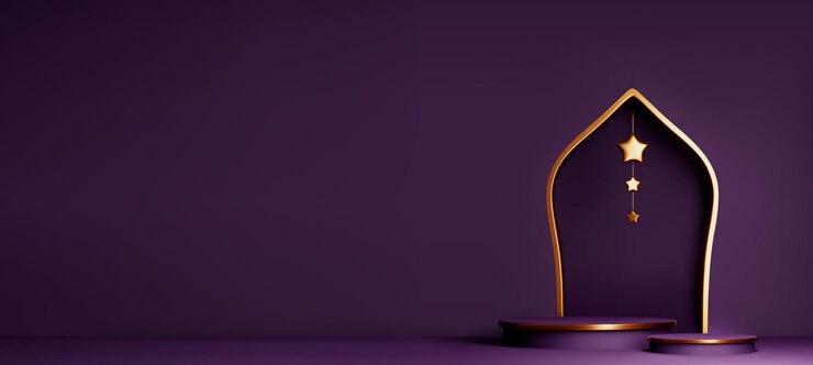 Free Vector round podiums on arabic style background