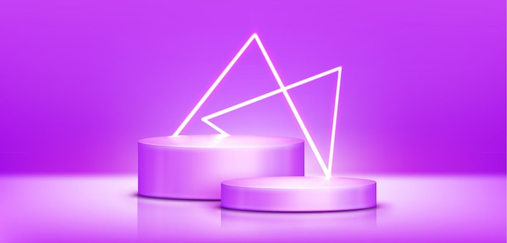 Free Vector round podiums on purple background