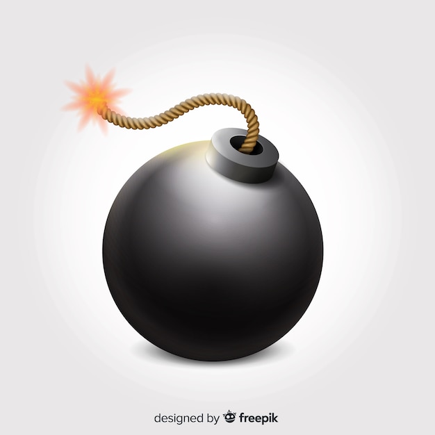 Free vector round realistic bomb with fuse