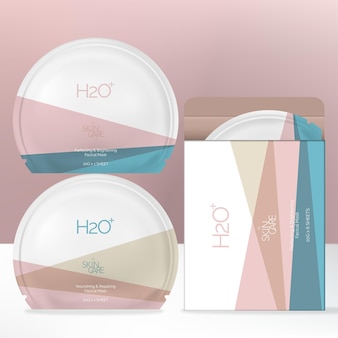 Download Free Vector Mockup With Disposable Foil Sachet Blank Package With Facial Mask Or Shampoo