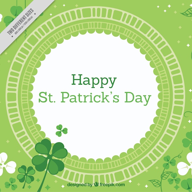 Round st patrick's day background with clovers