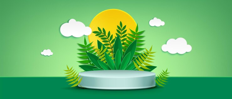 Free Vector round stage on green garden background