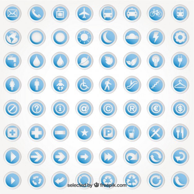 Free Vector round stickers with icons