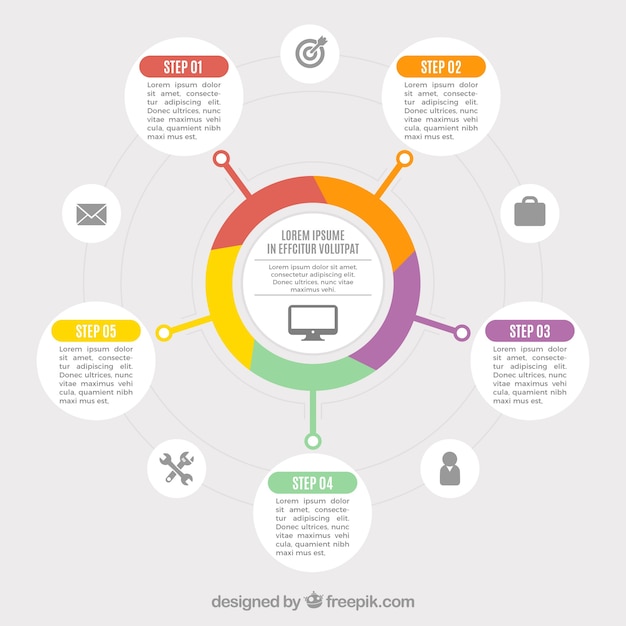 Round template of color infographic