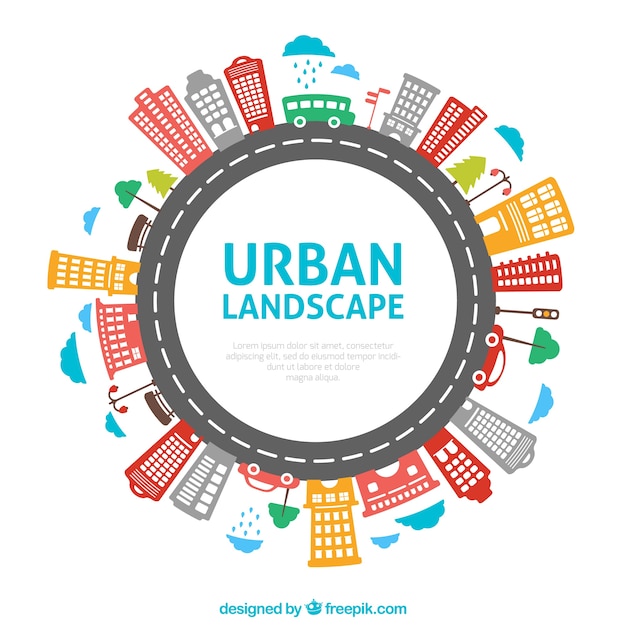 Free vector round urban landscape