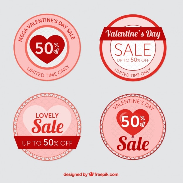 Round valentine's labels with great discounts