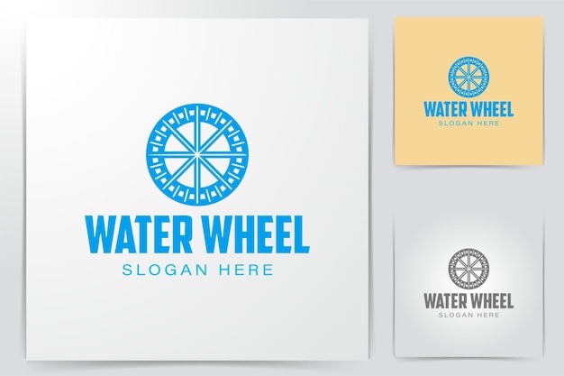 Round water wheel, turbine logo Ideas. Inspiration logo design. Template Vector Illustration. Isolated On White Background