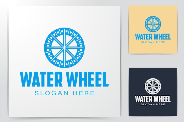 Round water wheel, turbine logo Ideas. Inspiration logo design. Template Vector Illustration. Isolated On White Background