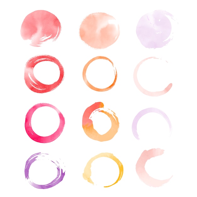 Round watercolor elements vector