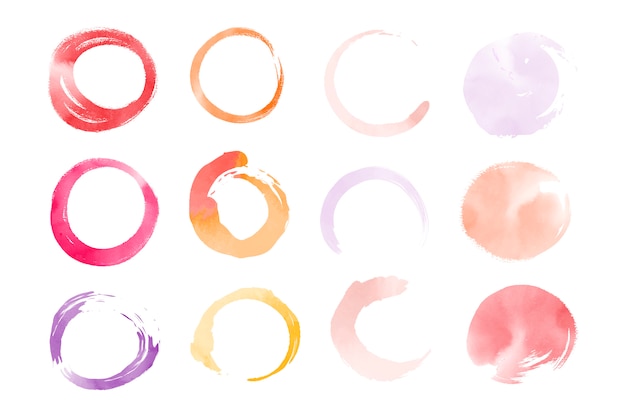 Round watercolor elements vector