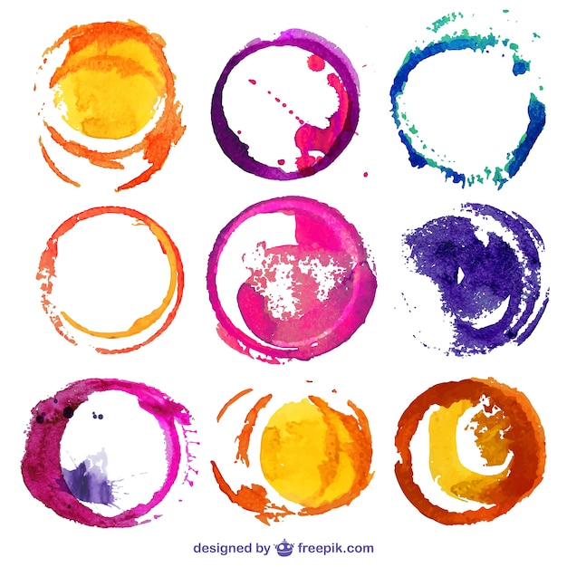 Free vector round watercolor stains