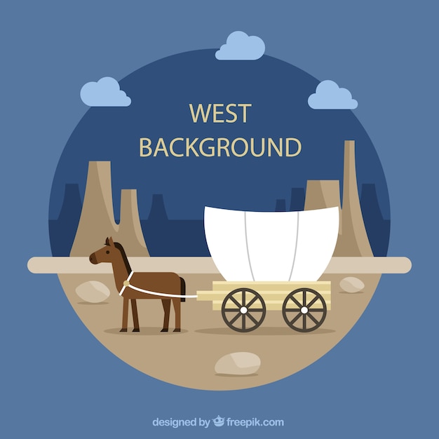 Round western background with horse and carriage