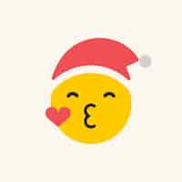 Free vector round yellow santa blowing a kiss emoticon isolated