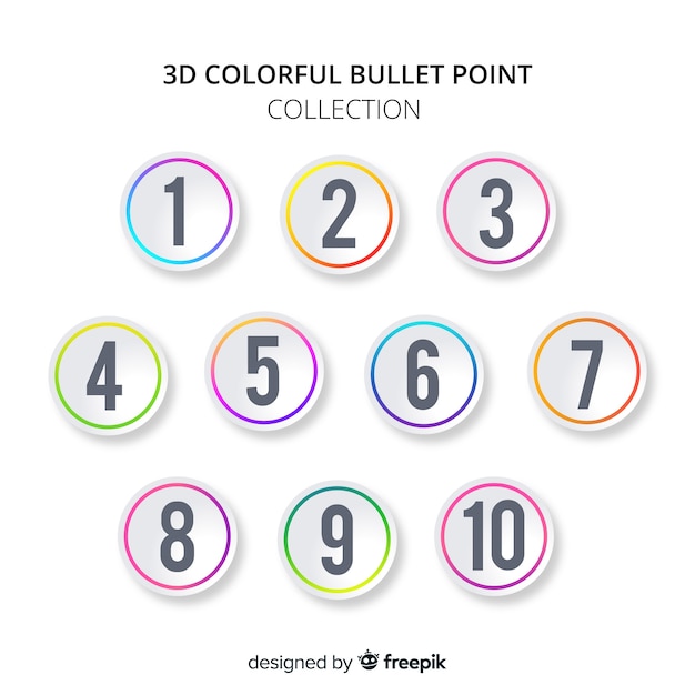 Free vector rounded bullet point collection