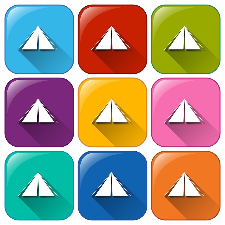 Free Vector rounded buttons with camping tents