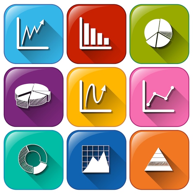 Rounded buttons with the different graphs