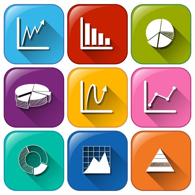 Rounded buttons with the different graphs