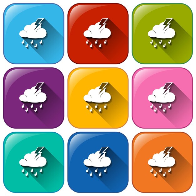 Free vector rounded buttons with the different weather forecasts