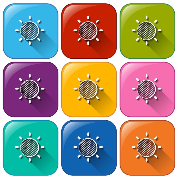 Free vector rounded buttons with a sun