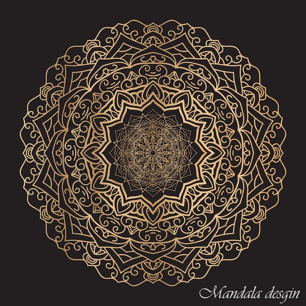 Free vector rounded mandala with dark background