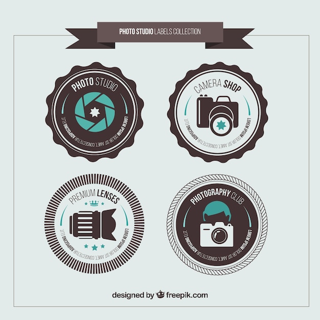 Free vector rounded photo studio stickers