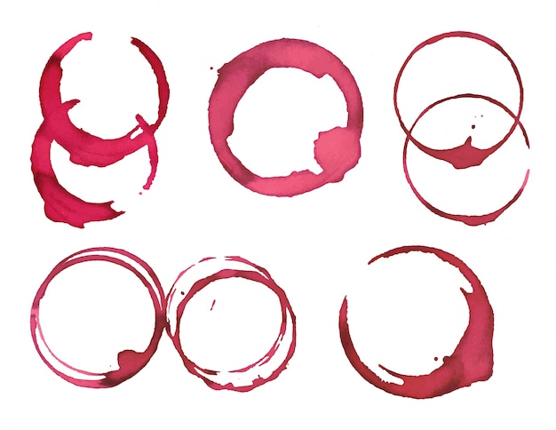 Free vector rounded pink paint stains collection