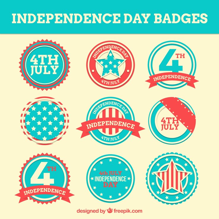 Free Vector rounded retro independence day badges