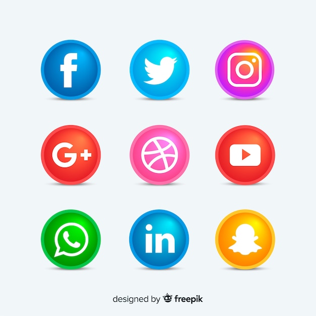 Rounded social media icons buttons