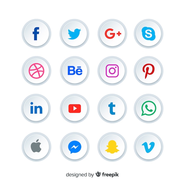 Rounded social media icons buttons