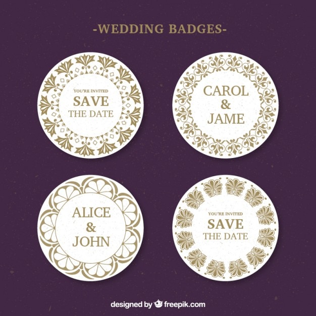 Rounded wedding badges