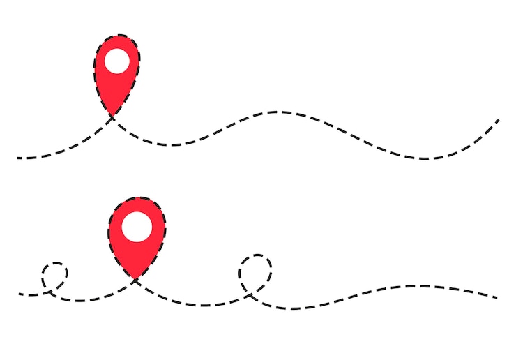 Free Vector route location dotted line