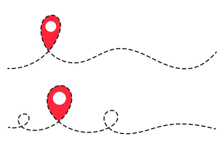 Free Vector route location dotted line