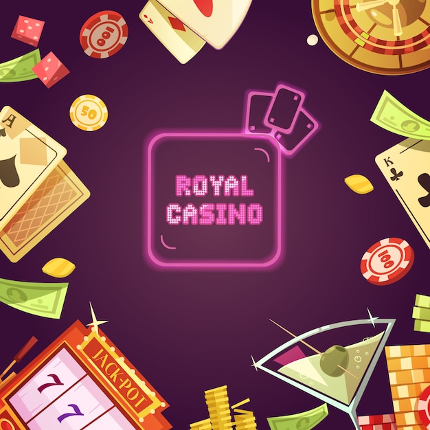 Royal casino with slot machine illustration