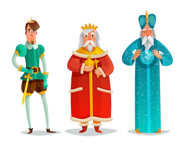 Free vector royal characters cartoon set