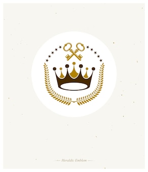 Эмблема королевской короны. геральдический герб декоративный логотип изолированных векторные иллюстрации. древний логотип в старом стиле на белом фоне.