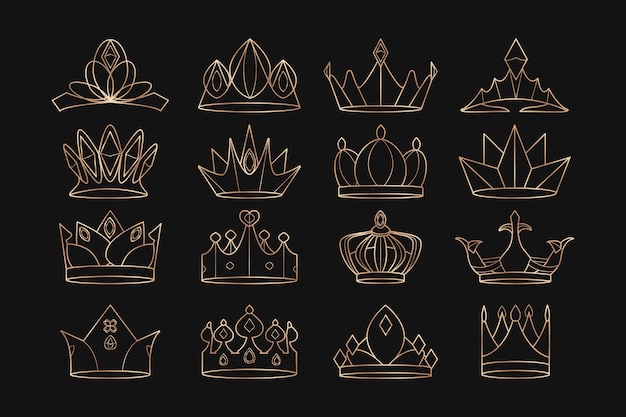 Free vector royal crowns set