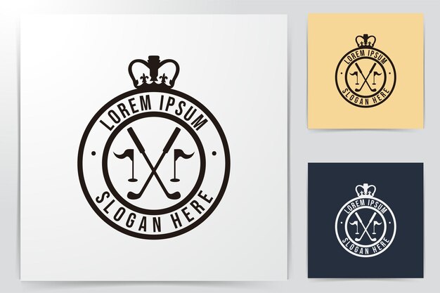 ロイヤルゴルフのロゴのアイデア。インスピレーションのロゴデザイン。テンプレートベクトル図。白い背景に分離