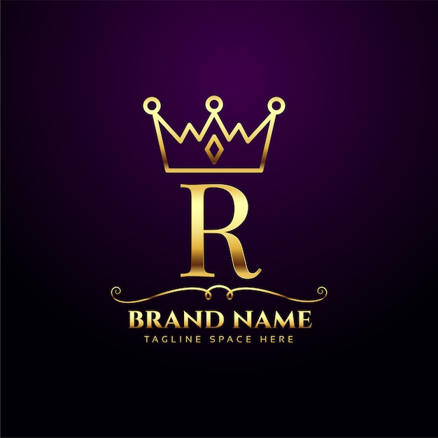 Бесплатное векторное изображение Королевская буква r роскошная корона тиара логотип