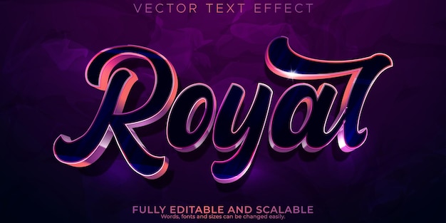 Free vector royal metallic text effect editable elegant and luxury text style