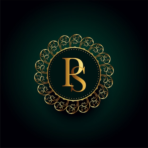 Royal p and s letter golden luxury logo