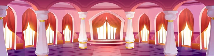 Free Vector royal palace ballroom with marble pillars