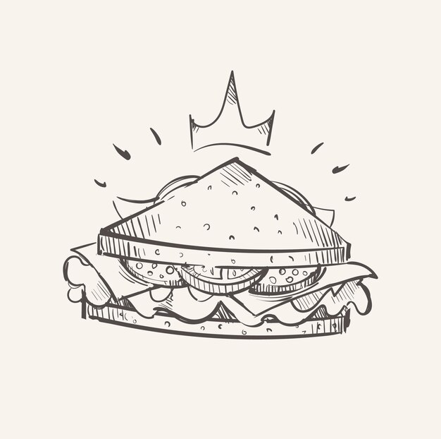 水彩のスプラッシュからファーストフードをサンドイッチ 手描きのスケッチ 塗料のイラスト プレミアムベクター