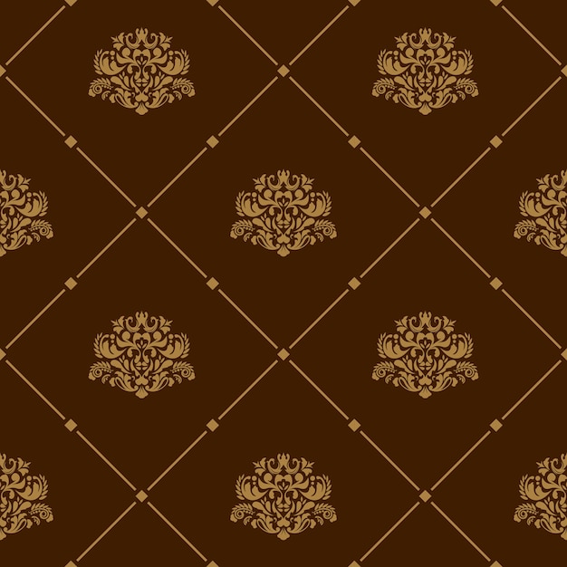Бесплатное векторное изображение Королевские обои бесшовные цветочный узор на коричневом фоне