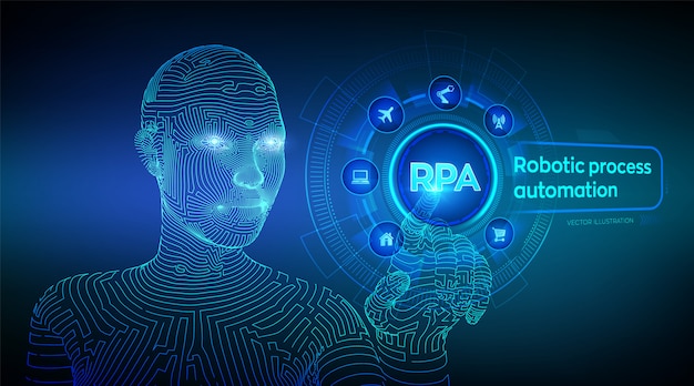 Rpa ロボットプロセスの自動化 デジタルグラフインターフェイスに触れるワイヤーフレームのサイボーグ手 プレミアムベクター Rpa ロボットプロセスの自動化 デジタルグラフインターフェイスに触れるワイヤーフレームのサイボーグ手 プレミアムベクター