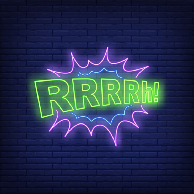 Free Vector rrrrh lettering neon sign