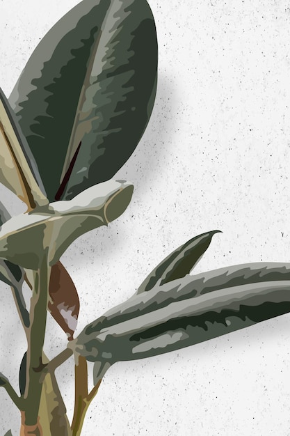 Бесплатное векторное изображение Резиновые растения фон обои вектор, зеленые листовые комнатные растения