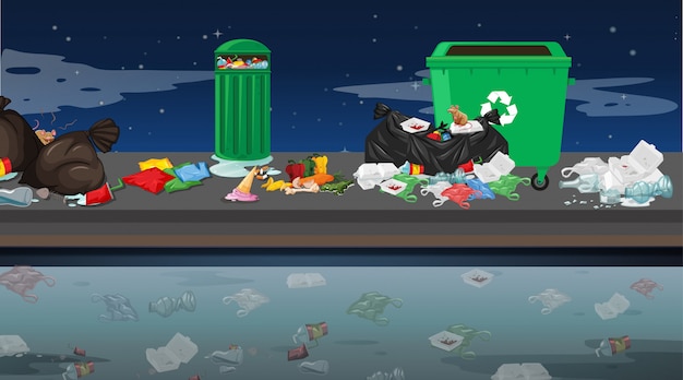 Free vector rubbish in outdoor scene