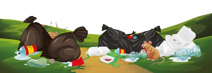 Free Vector rubbish in park scene