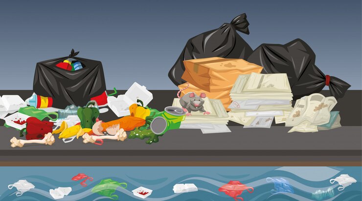 Free Vector rubbish in street scene